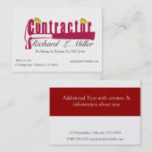 洗練された人の大工の建築者の赤のハンマー 名刺 (正面/裏面)