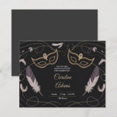 洗練された仮面パーティーの誕生日招待状 招待状 (正面/裏面)