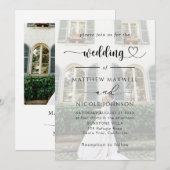 洗練された写真付き結婚式招待状 - カスタマイズ可能 招待状 (正面/裏面)