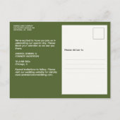 洗練された写真日付を保存する緑のはがき ポストカード (裏面)