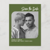 洗練された写真日付を保存する緑のはがき ポストカード (正面)