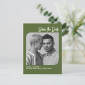 洗練された写真日付を保存する緑のはがき ポストカード (スタンド正面)