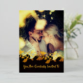 洗練された写真黒金ゴールドフローリッシュモノグラム 箔シーズンカード (立ち正面)