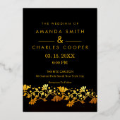 洗練された写真黒金ゴールドフローリッシュモノグラム 箔シーズンカード (裏面)