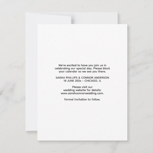 洗練された写真Date Cardを保存 セーブザデート (裏面)