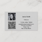 洗練された写真QRコードパーソナルメッセージグレー 名刺 (正面)