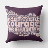 洗練された勇気ワードパターンピンクパープル クッション (裏面)