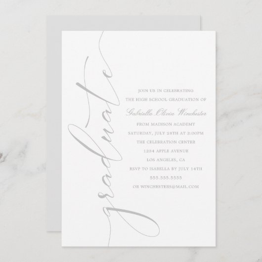 洗練された卒業のパーティの招待状 案内状 (正面/裏面)