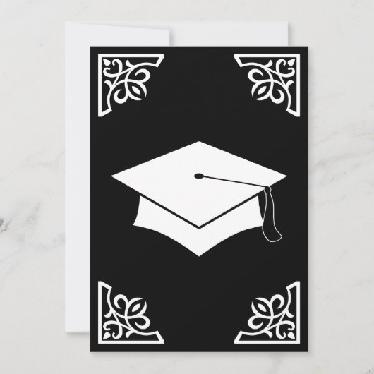 洗練された卒業の帽子の発表 招待状 (正面)