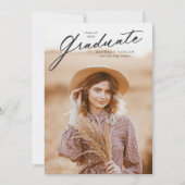洗練された卒業スクリプト写真 卒業 招待状 (正面)