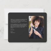 洗練された卒業写真コラージブラック サンキューカード (裏面)