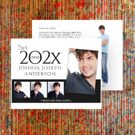 洗練された卒業写真コラージブラック ノートカード