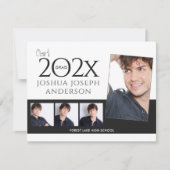 洗練された卒業写真コラージブラック ノートカード (正面)