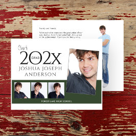 洗練された卒業写真コラージュ濃い緑 ノートカード