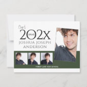 洗練された卒業写真コラージュ濃い緑 ノートカード (正面)