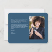 洗練された卒業写真コラージュ王室のブルー サンキューカード (裏面)