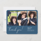 洗練された卒業写真コラージュ王室のブルー サンキューカード (正面)