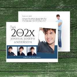 洗練された卒業写真コラージュ王室のブルー ノートカード