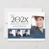 洗練された卒業写真コラージュ王室のブルー ノートカード (正面)