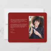 洗練された卒業写真コラージルビーレッド サンキューカード (裏面)