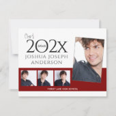 洗練された卒業写真コラージルビーレッド ノートカード (正面)