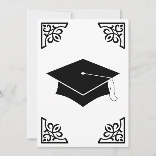 洗練された卒業帽発表 招待状 (正面)