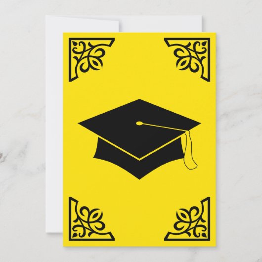 洗練された卒業式の帽子のお知らせ 招待状 (正面)