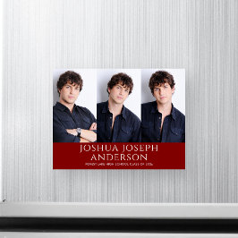 洗練された卒業式3フォトレッドマグネット