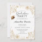 洗練された卒業招待状と金ゴールドアクセント 招待状 (正面)