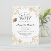 洗練された卒業招待状と金ゴールドアクセント 招待状 (スタンド正面)