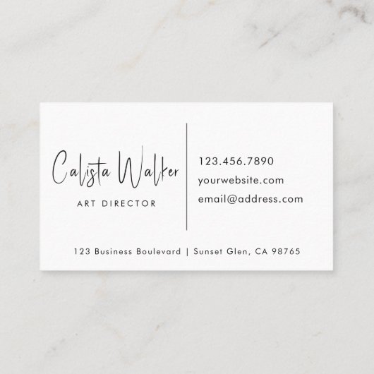 洗練された台本の書道ミニマル黒 名刺 (裏面)