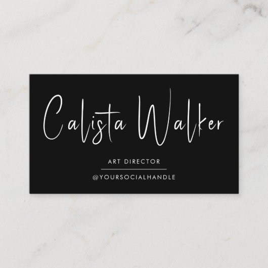 洗練された台本の書道ミニマル黒 名刺 (正面)