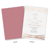 洗練された女の子の洗礼 ローズゴールド 箔招待状