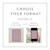 洗練された宗教の十字架 紫色のスクリプト ガール 洗礼 招待状