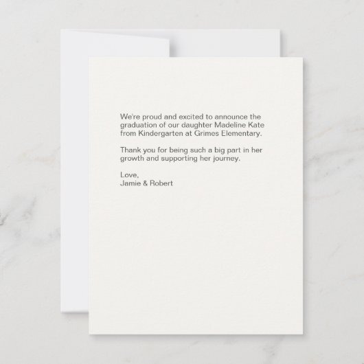 洗練された幼稚園の卒業発表 ノートカード (裏面)