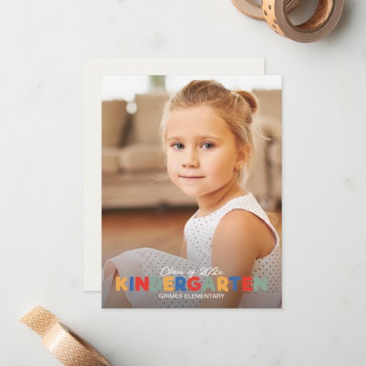 洗練された幼稚園卒業招待状 ノートカード (正面/裏面インサイチュ)