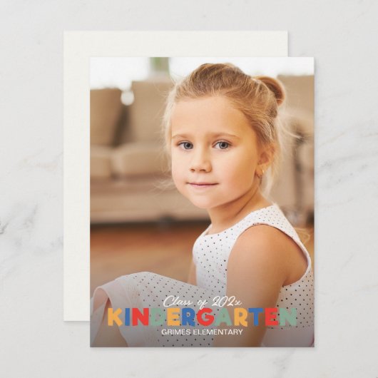 洗練された幼稚園卒業招待状 ノートカード (正面/裏面)