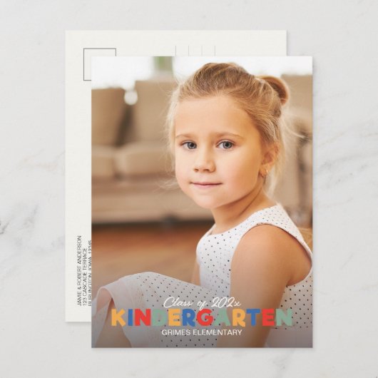 洗練された幼稚園卒業招待状 ポストカード (正面/裏面)