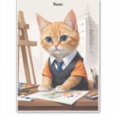 洗練された建築家、猫生姜キッテンアート シール (正面)