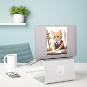 洗練された建築家、猫生姜キッテンアート シール (デスク上のノートパソコン)