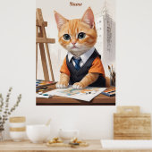 洗練された建築家、猫生姜キッテンアート ポスター (キッチン)