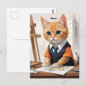 洗練された建築家、猫生姜キッテンアート ポストカード (正面/裏面)