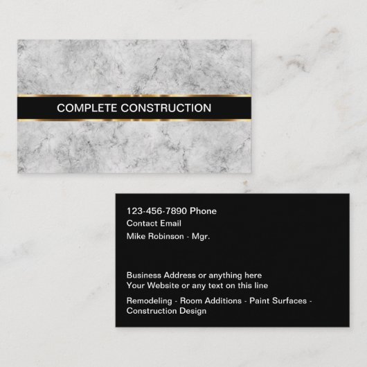 洗練された建設テーマのビジネスカード 名刺 (正面/裏面)