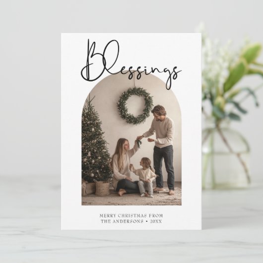 洗練された恵み宗教的なクリスマスフォト シーズンカード (スタンド正面)