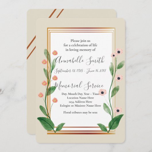 洗練された愛モダン愛の記憶 招待状 (正面/裏面)