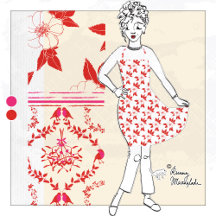 洗練された手描き赤いクリスマスの花