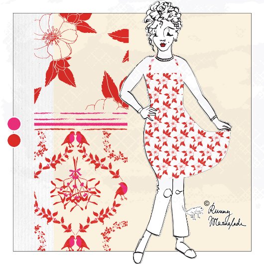 洗練された手描き赤いクリスマスの花 エプロン