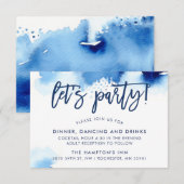洗練された手書きのネイビーウォーターカラー　受付 招待状 (正面/裏面)