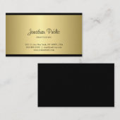 洗練された手書きスクリプトの黒と金ゴールド 名刺 (正面/裏面)