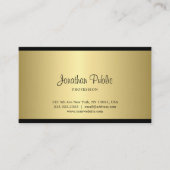 洗練された手書きスクリプトの黒と金ゴールド 名刺 (正面)